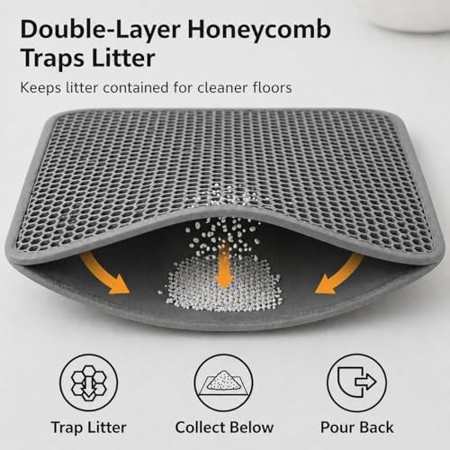Cat Litter Mat – Large 24x36 Double Layer Honeycomb Litter Trap, Waterproof - Image 4
