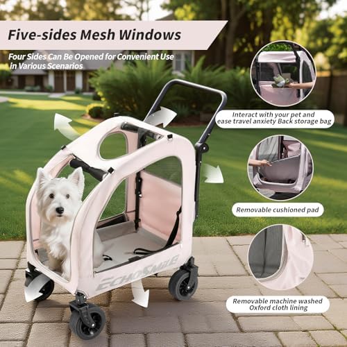 EchoSmile 4-Wheel Pet Stroller for Dogs & Cats - Image 3