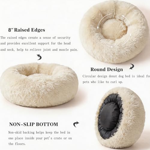 nononfish Medium Dog Bed, Calming Donut Plush Round Pet Bed - Image 5