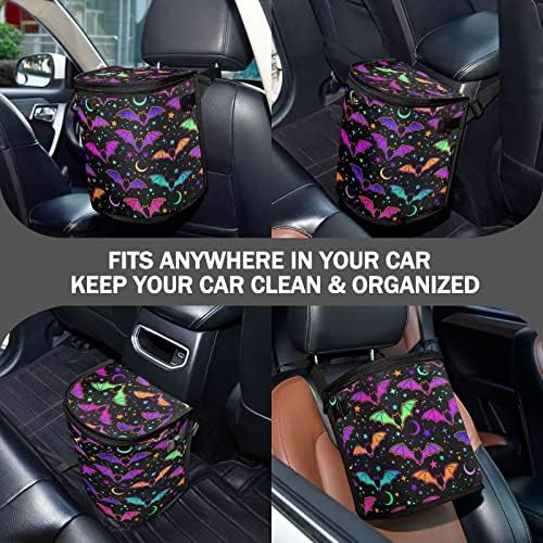 Colorful Bats Car Trash Can Star Moon Black Car Garbage Bag - Image 2