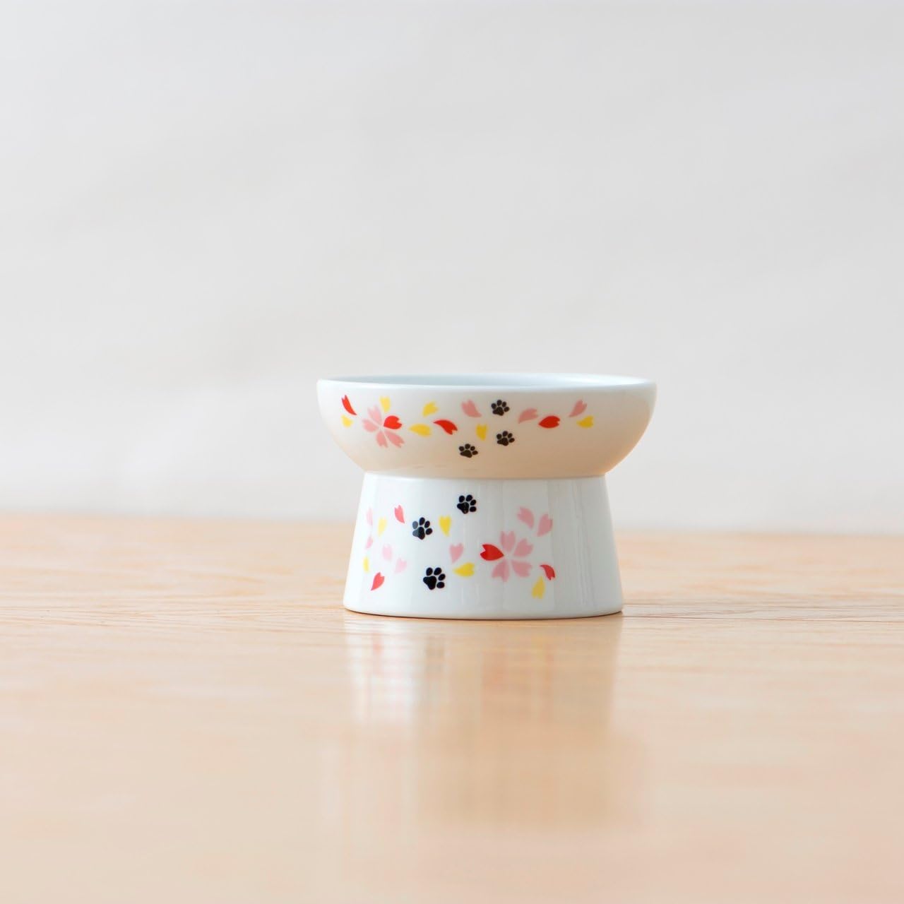 Necoichi Elevated Cat Food Bowl Prevent Neck & Whisker Fatigue, Dishwasher and Microwave Safe, No.1 Seller in Japan! (Sakura, Regular)
