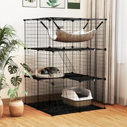 Tangkula Cat Cages Indoor, 3-Tier Cat Enclosure - Image 2