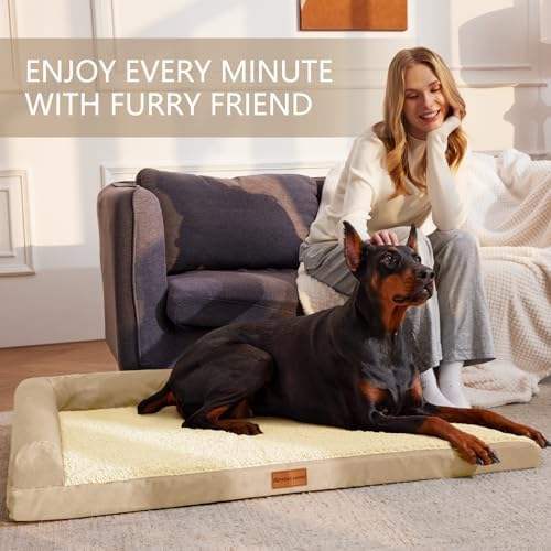 Patas Lague Orthopedic Large Dog Bed Washable Pet Sofa Bed 48''X30''Beige - Image 2