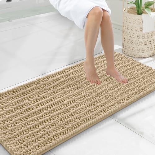 Smiry Bathroom Rugs 47X20, Extra Soft Rubber Backing Chenille Bath Mats by Smiry
