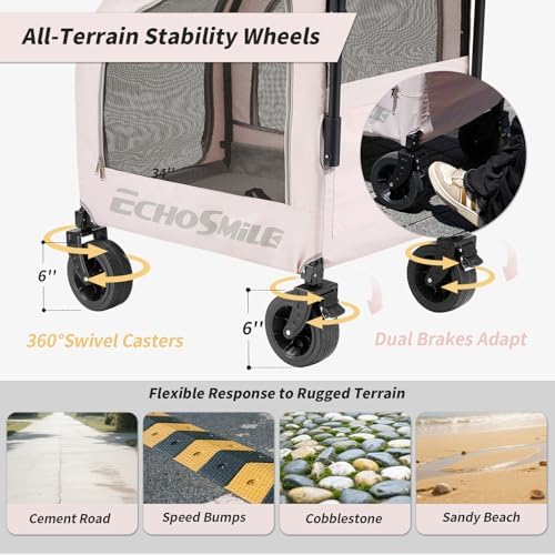EchoSmile 4-Wheel Pet Stroller for Dogs & Cats - Image 5