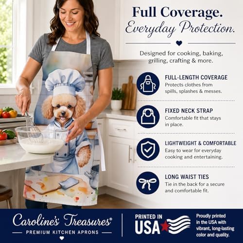 Caroline's Treasures Poodle The Chef Apron Cooking Kitchen Server Baking Crafts - Image 4