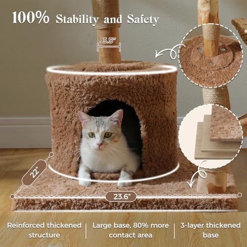 MUTTROS 59" Modern Cat Tree for Large Cats, 3 Wicker Baskets & Condo - Image 3