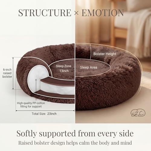 nononfish Small Dog Bed, Soft Calming Donut Sleeping Pet Bed - Image 4
