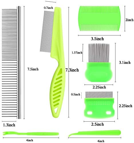 Lamoutor 7Pcs Pet Flea Comb Fine Tooth Comb and Pet Stainless Steel Combs - Image 3
