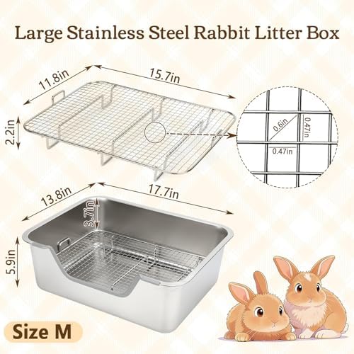 Rypet Large Stainless Steel Rabbit Litter Box Set - Image 2