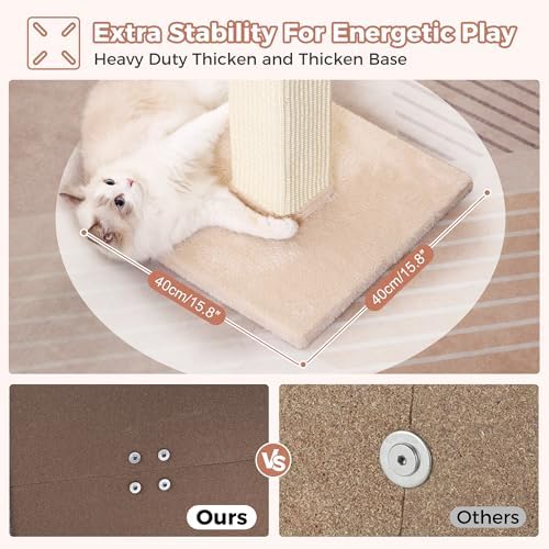 Tall Cat Scratching Post 33”Heavy Duty Sisal Scratcher Post Beige - Image 4