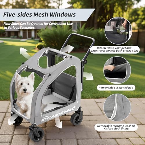 EchoSmile 4-Wheel Pet Stroller for Dogs & Cats - Image 3