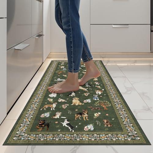 Dark Green Hallway Runner Rug 2x4 by WelcometoBabovid