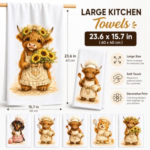 2 Pack Red Flower Kitchen Towels, Floral Decorative Dish Towel Set - Image 5