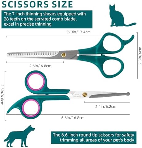 Professional Pet Grooming Kit, Stainless Steel Dog & Cat Grooming Shears - Image 2