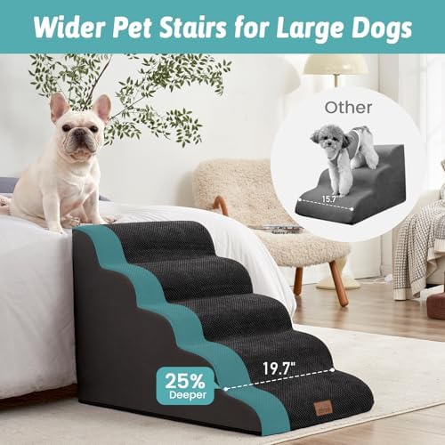 COZY KISS Extra Wide Dog Stair for Small Dog, 5 Step Pet Ramp for Bed - Image 3