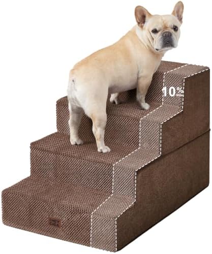 EHEYCIGA Dog Stairs for Bed 18" H, 4-Step Extra Wide Dog Steps by EHEYCIGA