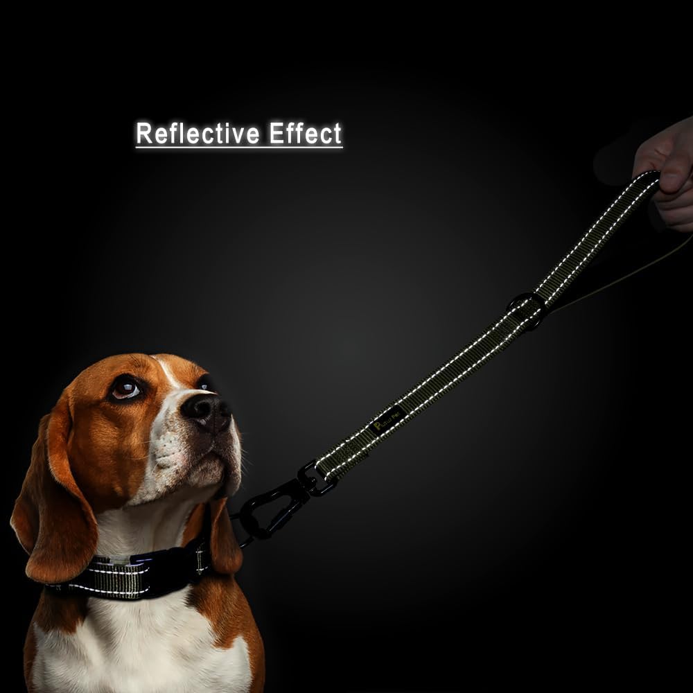 PLUTUS PET Short Training Dog Leash with Padded Handle for Medium Large Dogs,18 Inch Heavy Duty Strong Traffic Leash with Carabiner Clip for Climbing Walking or Guiding Blind(18”，Ranger Green)