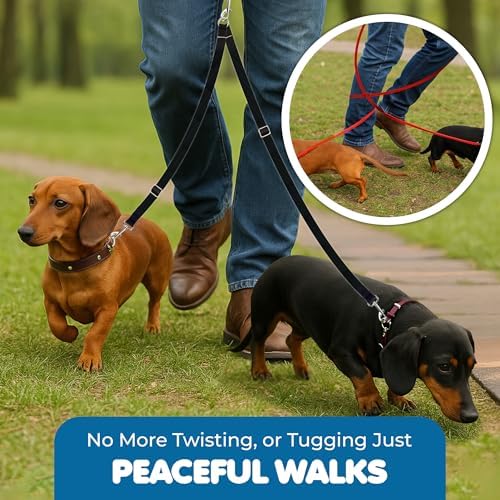 SunGrow 16-24" Adjustable Double Dog Walker Leash, Lightweight Dual Lead - Image 6