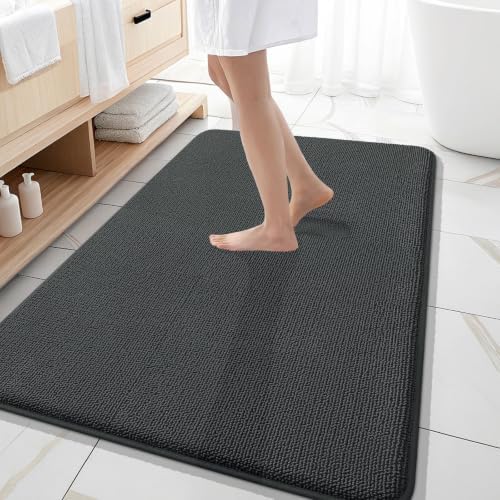 OLANLY Memory Foam Large Bathroom Rugs 59x35, Absorbent Bath Mat, Dark Grey by OLANLY