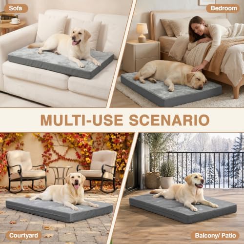 XXL Dog Bed Waterproof Outdoor Washable Foam Large Crate Pad 48" Anti-Slip - Image 4