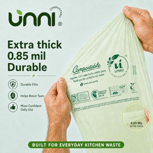 UNNI 8 Gallon Compostable Bags, 30 Liter, Extra Thick 0.85 Mil - Image 5