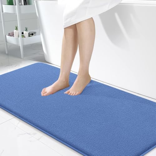 OLANLY Memory Foam Bathroom Runner Rugs 47x24, Long Mats, Cornflower Blue by OLANLY