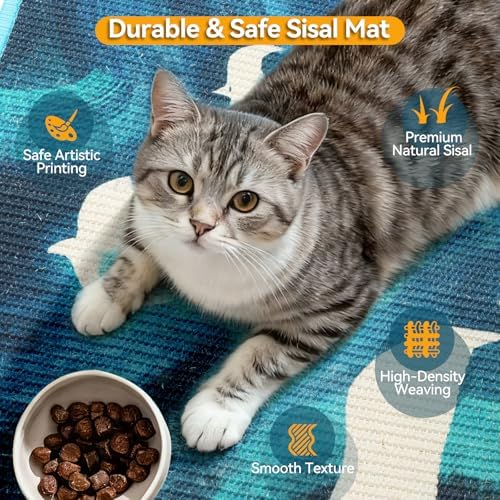 Sisal Cat Scratcher Mat Floor & Wall Cat Scratching Pad - Image 4