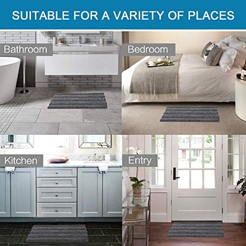 H.VERSAILTEX Bath Mats for Bathroom Non Slip Extra Thick Chenille Striped Bath - Image 6