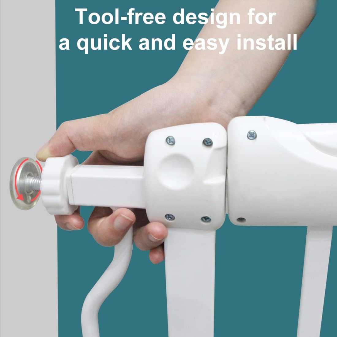 TSAYAWA Walk Through Baby Gate with Door, 43.5-48 Inch Wide Presure Mounted No Drill Metal Auto Close Child Gate for Stair Doorway - Indoor Outdoor Safty Gate for Toddler Dog Doggie, White