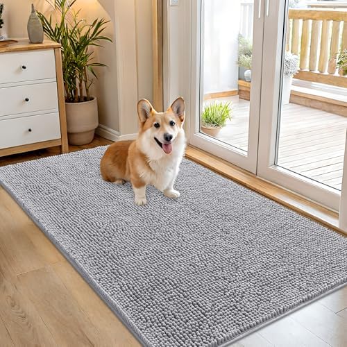 OLANLY Dog Door Mat for Muddy Paws 54x32, Super Absorbent Chenille Mud Mat by OLANLY