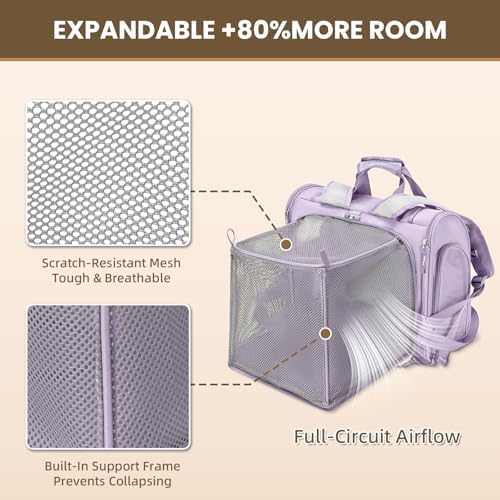 Lollimeow Expandable Large Cat Carrier Backpack, Supports up to 14 lbs - Image 3