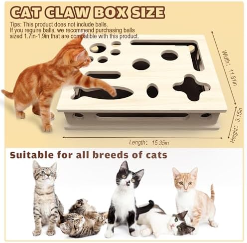 Cat Scratch Puzzle Enrichment Box, Large Solid Wood - Image 4