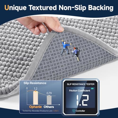 Ophanie Grey Bathroom Runner Rugs 60x20, Soft Chenille Bath Mat, Non Slip - Image 4