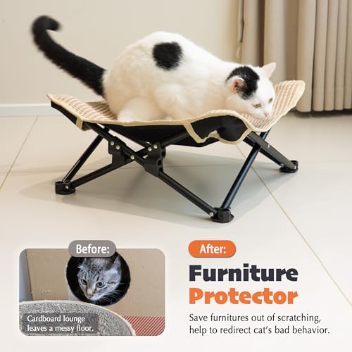 PETKARAY Foldable Cat Hammock Bed, Elevated Sisal Scratching Lounge - Image 4