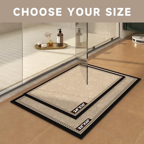Ultra Thin Bath Mat 24"x16", Absorbent Quick Dry Washable Bath Rug - Image 2