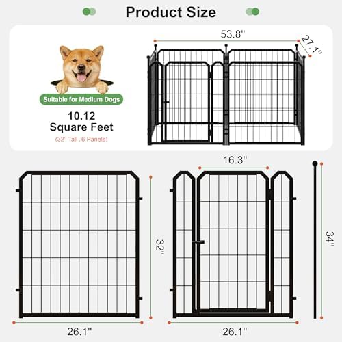 Dog Playpen, 32 inch 6 Panels, Barrier-Free Design - Image 2