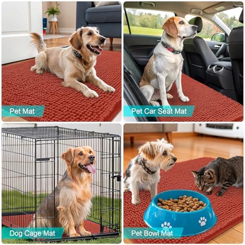 OLANLY Dog Door Mat for Muddy Paws 34x21, Super Absorbent Chenille Mud Mat - Image 7