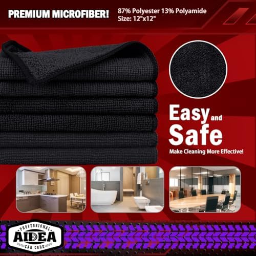 AIDEA Microfiber Cleaning Cloth Black, Microfiber Towels - Image 6
