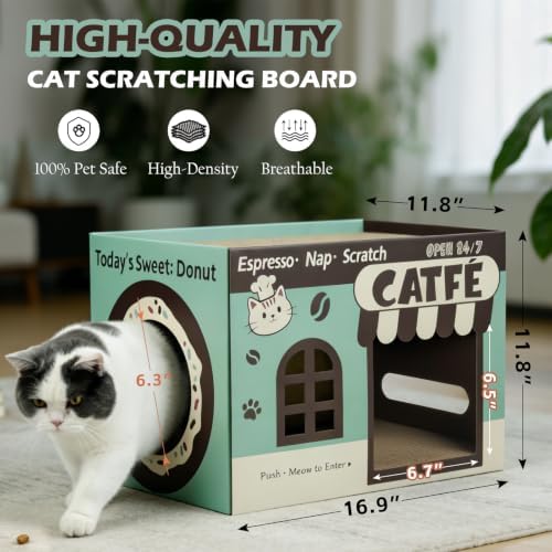 Cardboard Cat Scratcher House, Corrugated Scratching Pad - Image 4