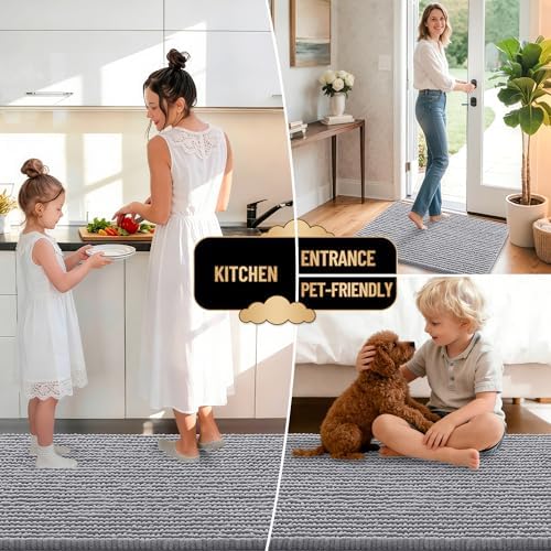 OLANLY Thick Chenille Bathroom Runner Rugs 70x24, Absorbent Bath Mat - Image 6