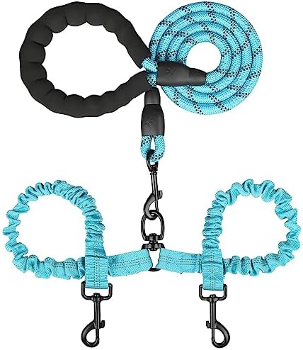 MingXpets Double Dog Leash, 360° Swivel Tangle Free Bungee Walking Training by MingXpets