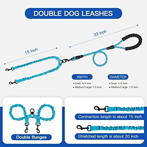 MingXpets Double Dog Leash, 360° Swivel Tangle Free Bungee Walking Training - Image 5