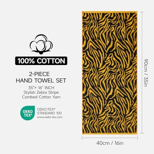 REDKISS 100% Cotton Zebra Print Hand Towels - Image 2