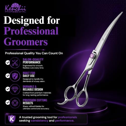 Kenchii Scorpion Dog Grooming Scissors 7in Curved, Micro-Serrated - Image 5
