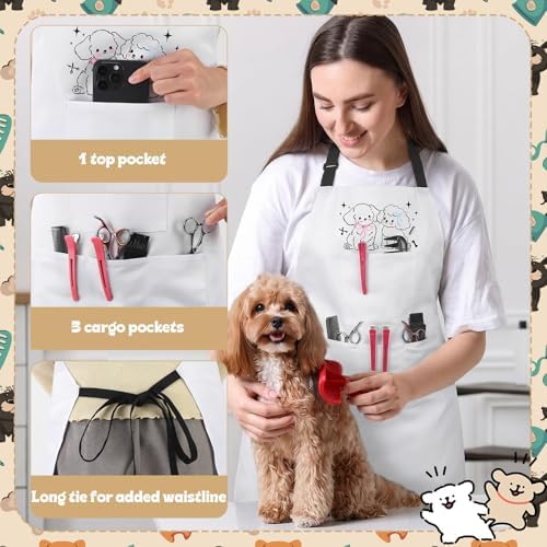 Dog Grooming Apron with 4 Pockets Grooming Apron - Image 4