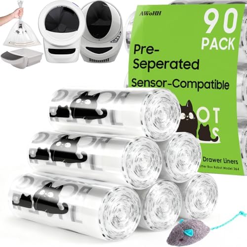 90 Pack Cat Litter Box Robot Model 5/4/3 Waste Bags, Tear Resistant, Transparent by Unknown