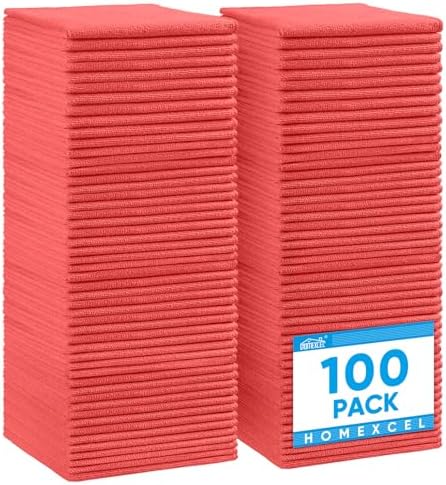 HOMEXCEL 100PK Microfiber Cleaning Cloth, Cleaning Rag by HOMEXCEL