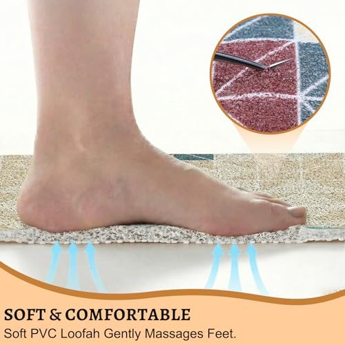 Non Slip Loofah Shower Mat, 24 x 24 Inch Square Bath Mat - Image 4