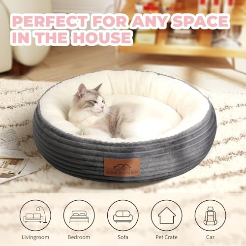 Zerbuger 23in Dark Grey Round Dog Bed Sofa - Image 4